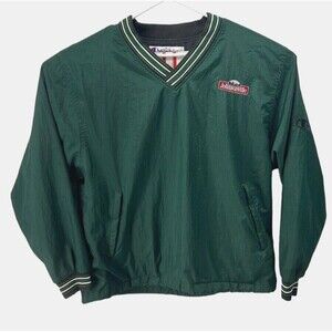 VINTAGE  Champion V-Neck Pullover Windbreaker Jacket Johnsonville Green Size M